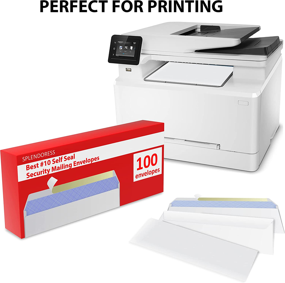 100 Mailing Envelopes, Self Seal Letter Size, Number #10 White Windowless Securi