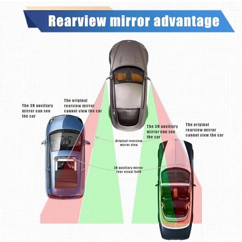 Pack-2 HD Convex Wide Angle Looking Glass, 3.74" x 1.41" Rectangular Curved