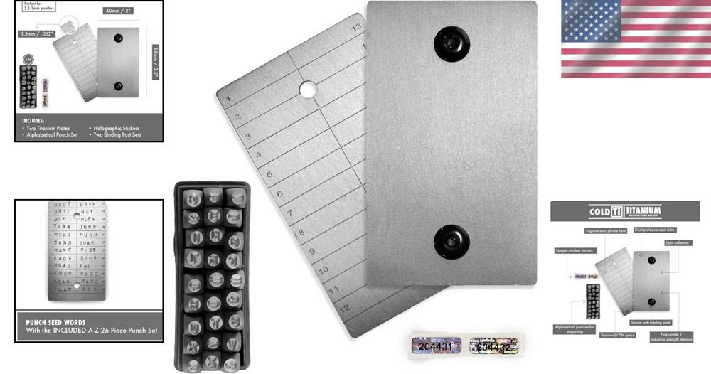 Comprehensive Seed Storage Solution: 2 Titanium Plates with Punch Set Included