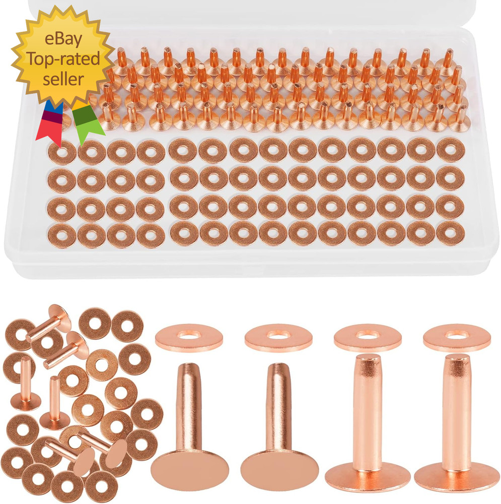 154Pcs Copper Rivets for Leather #12 Smooth Leather Rivets without Pattern