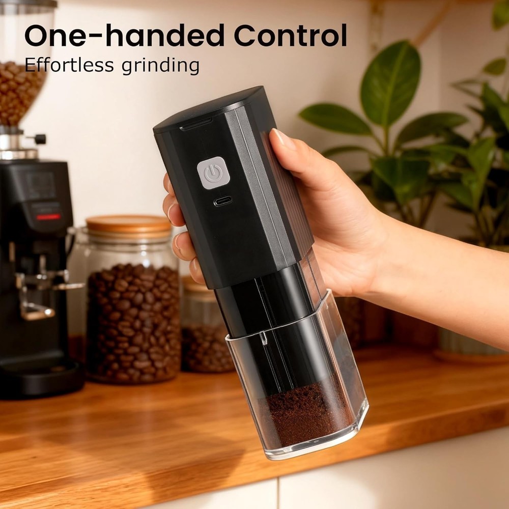 Portable Electric Coffee Grinder, Adjustable Conical Burr Coffee Bean Mill