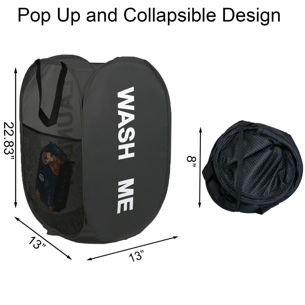 Aplter Collapsible Laundry Basket Foldable Hamper Pop Up Large, Black