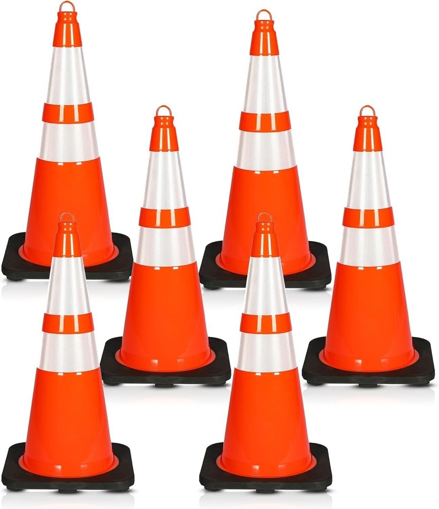 Pyle 28" PVC Cone - 6 Pieces High Visibility Structurally Stable (Orange)
