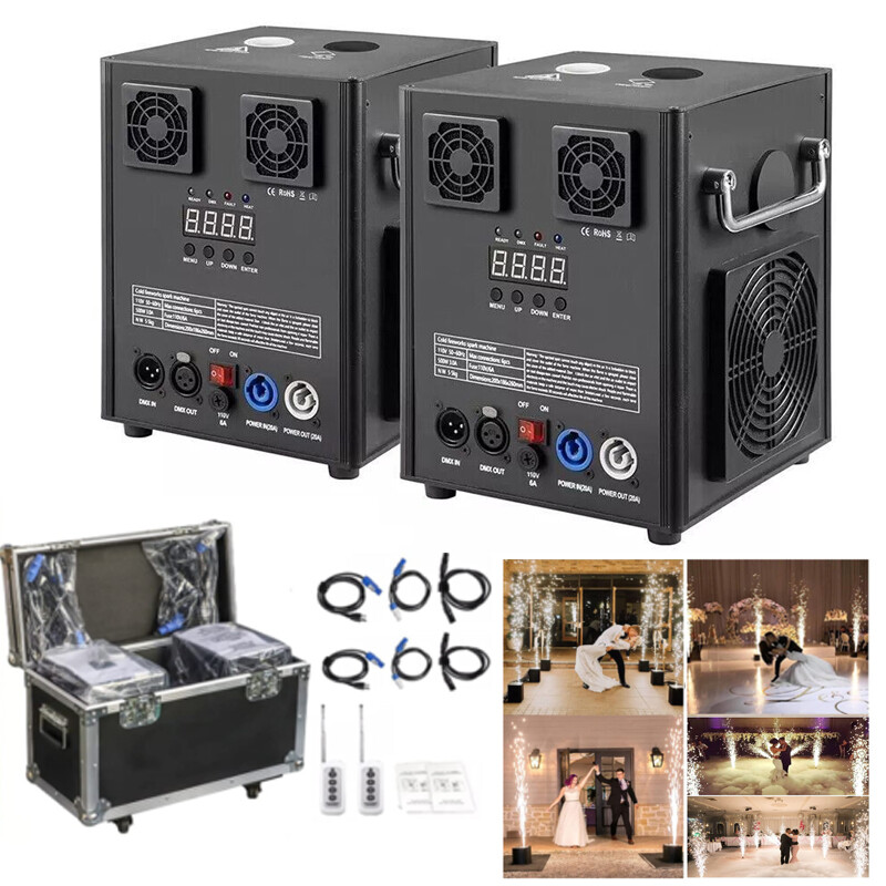 700W Cold Spark Machine Firework Stage Effect DMX Wedding with Flight Case