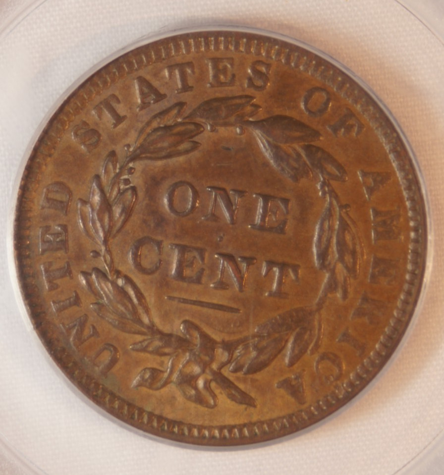1838 Large Cent- Coronet Head- PCGS AU55