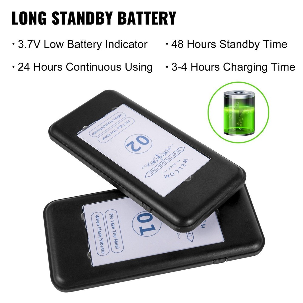 20 Pagers Wireless Calling System with Vibration & Flashing, Max 98 Beepers
