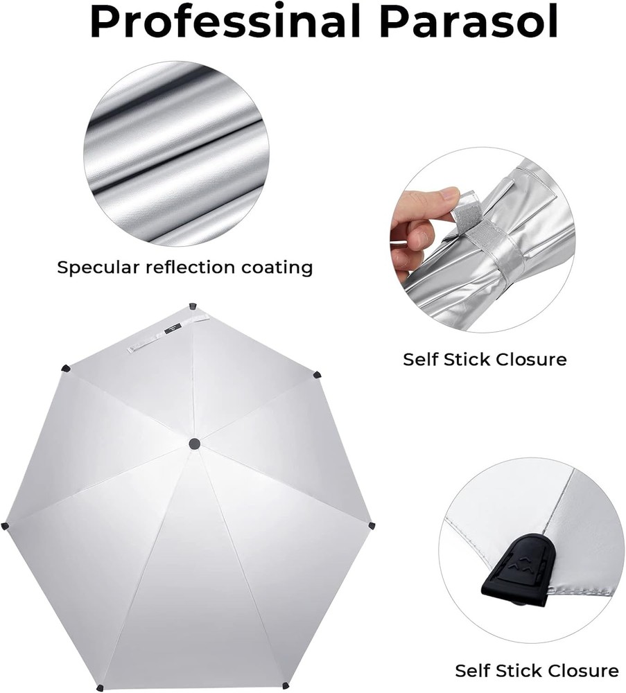 Prospo Adjustable Beach Umbrella with Universal Clamp, Lake Blue/Silver