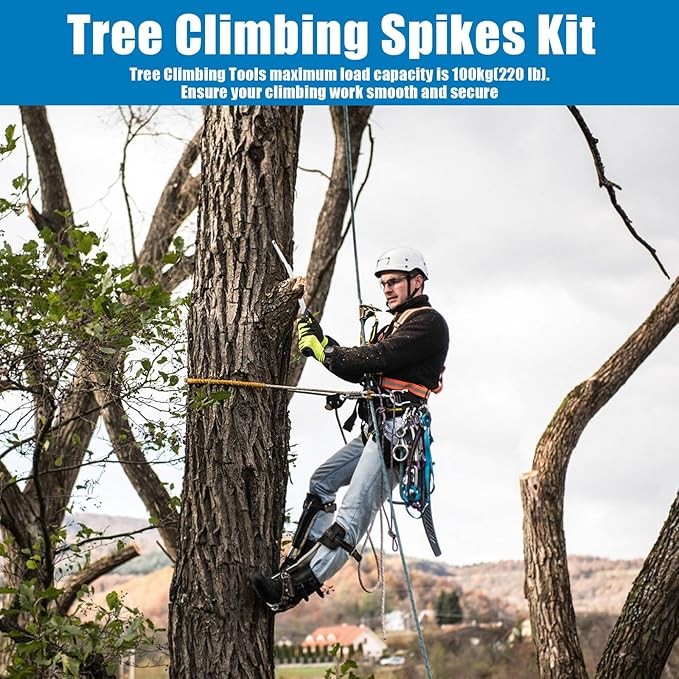 Tree Climbing Spikes, Tree Climbing Gear with Adjustable Climbing Belt- Tree Cli