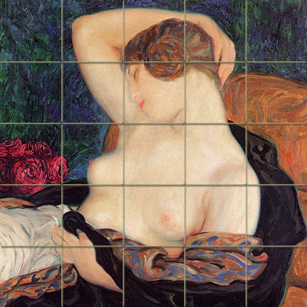 Art Deco Nude Mural Ceramic Backsplash Tile #438