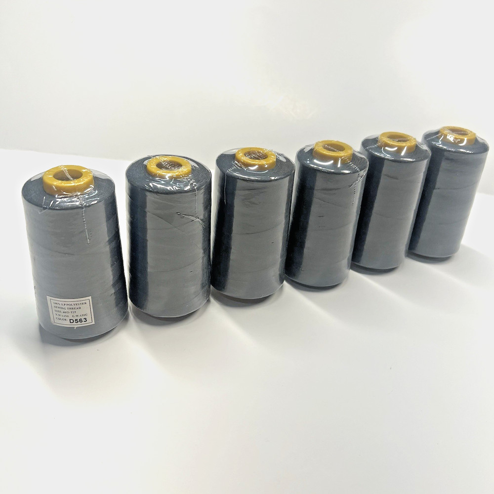 6 Pack of 6000 Yards Each Gray Sewing Thread All Purpose Spun/Poly Overlock Cone