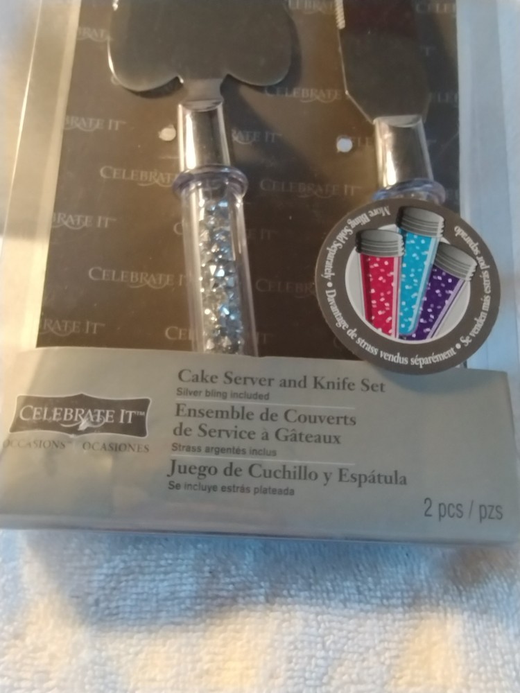 Wedding Cake Knife and Server Set with Acrylic Handle - With Bling / Refillable