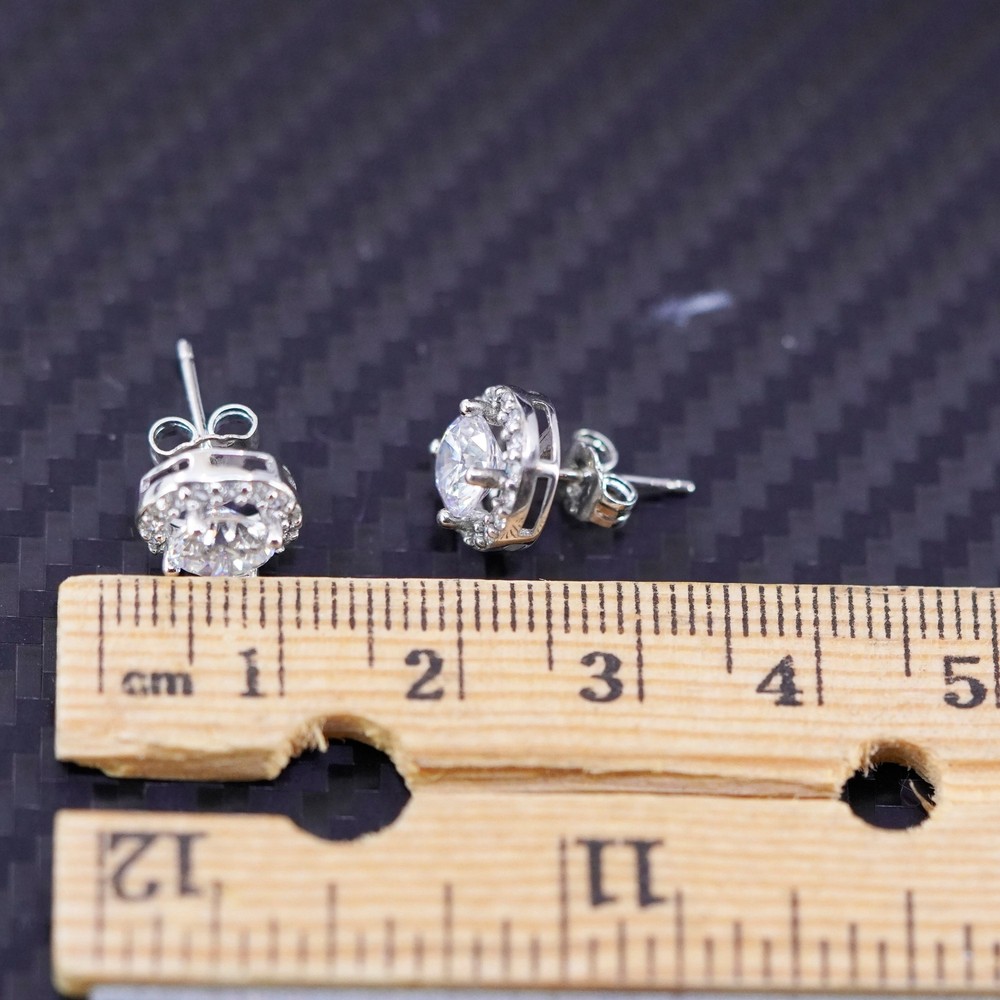 Vintage sterling silver 925 circle cz studs earrings