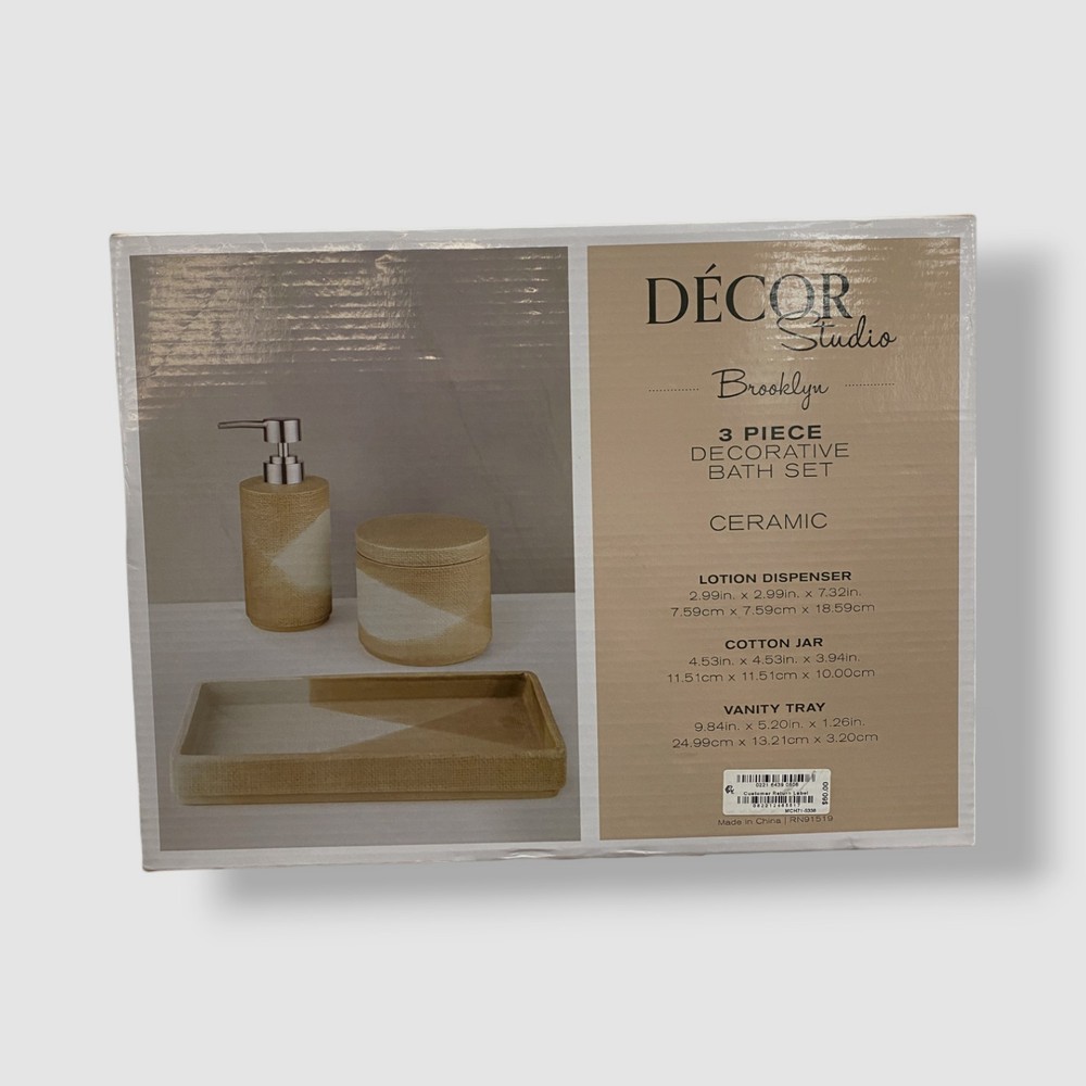 Decor Studio Brown Ceramic 3-Piece Bath Accessory Set