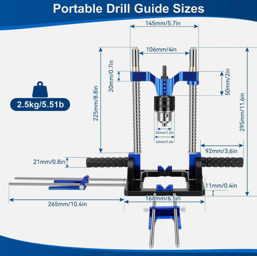 Upgraded Portable Drill Guide, Adjustable 0°to 60°Multi Angle Drill Guide for...