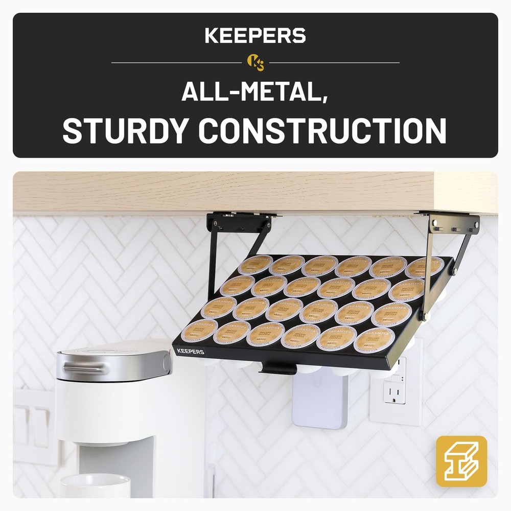 KEEPERS Under Cabinet K Cup Holder with Swing-Down Access – Space-Saving C