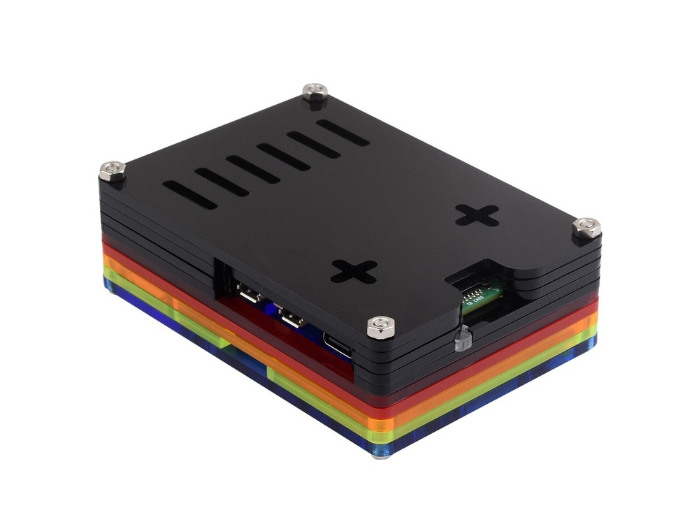 Waveshare Rainbow Acrylic Case For Raspberry Pi 5 Support Official Active Cooler
