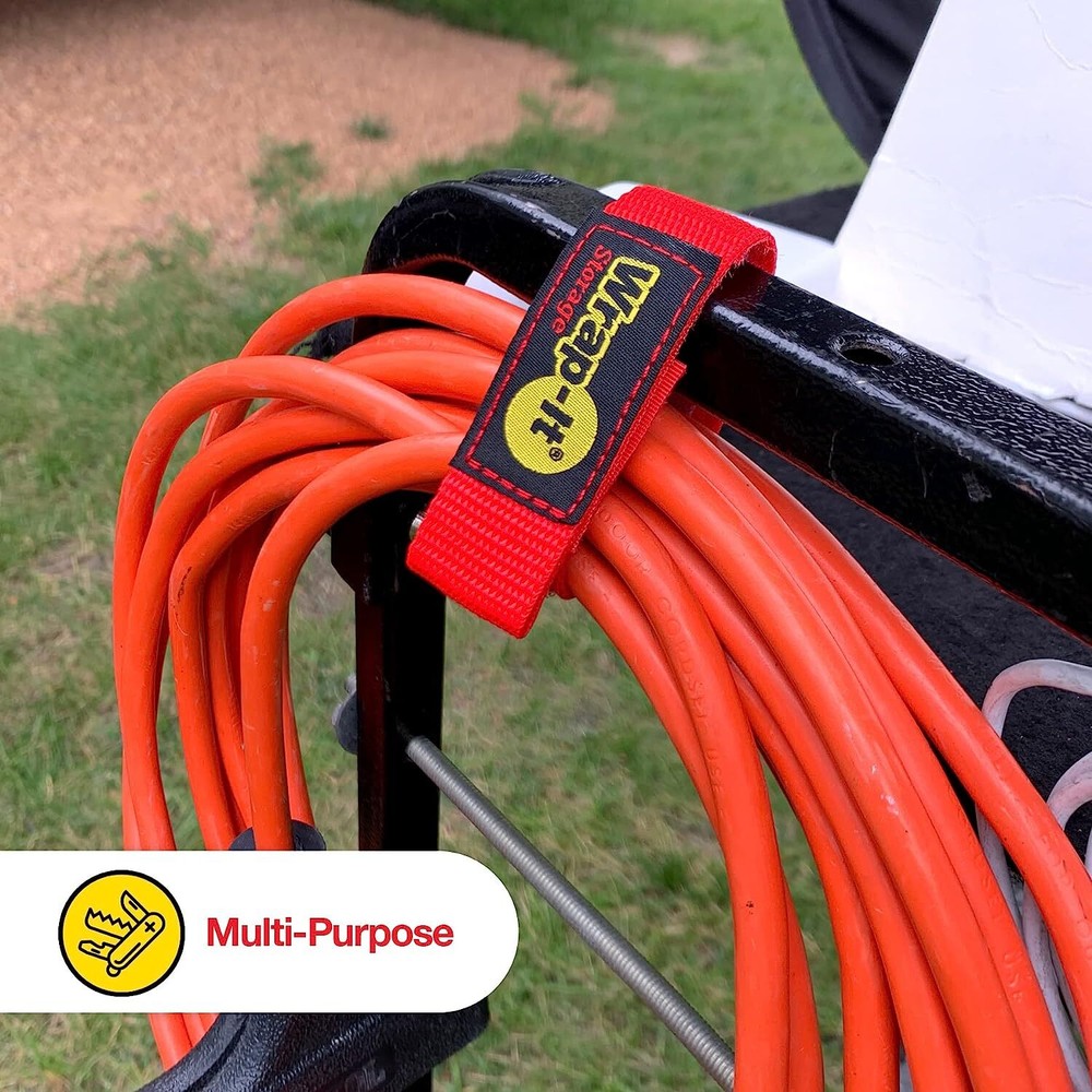 Wrap-It Storage Straps Assorted 4 Pack Red-9" Yellow-12" Black-16" Blue-18"