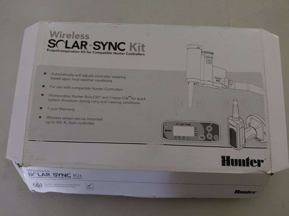 Hunter Solar Sync Kit Self adjusts Sprinkler Timer with local weather 800' range