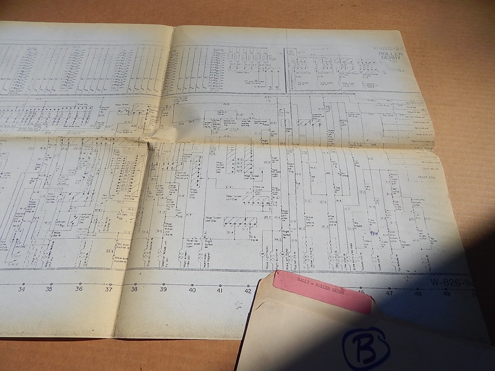 1960 Bally ROLLER DERBY service schematic - 16 x 50 inches