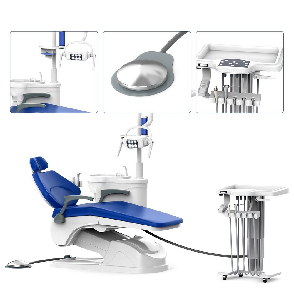 Dental Unit Chair DC Motor Computer Controlled Integral PU Leather+Stool+Gift