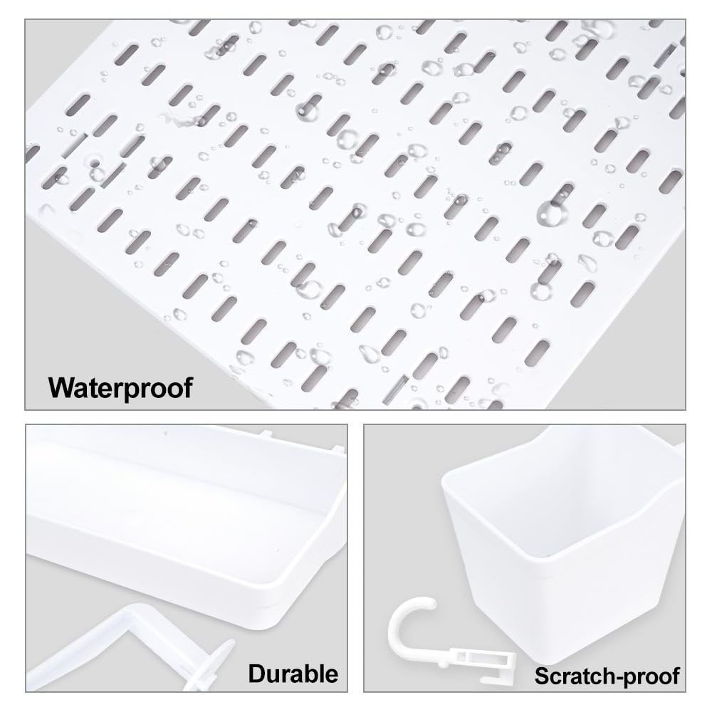 Pegboard Organizer Wall Kit 2 Pieces White Board 11 Accessories Storage Mount