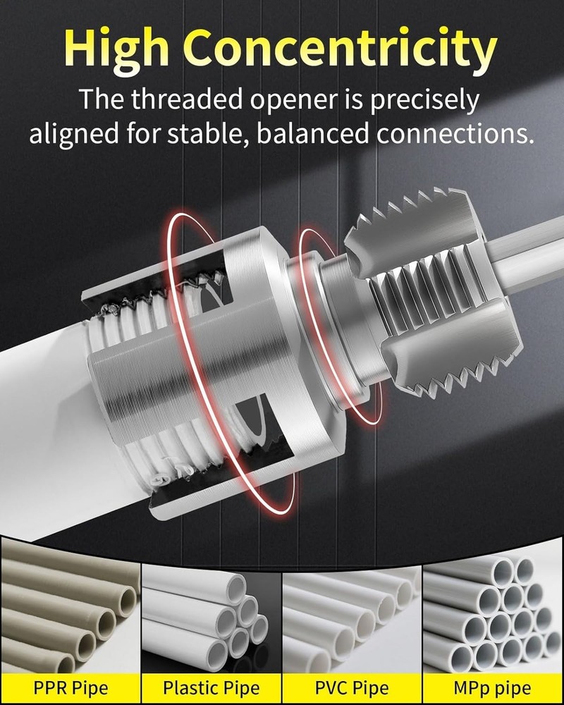 Dual-Function PVC Pipe Threader for Drill - 1/2'' & 3/4'' Compatible Tools
