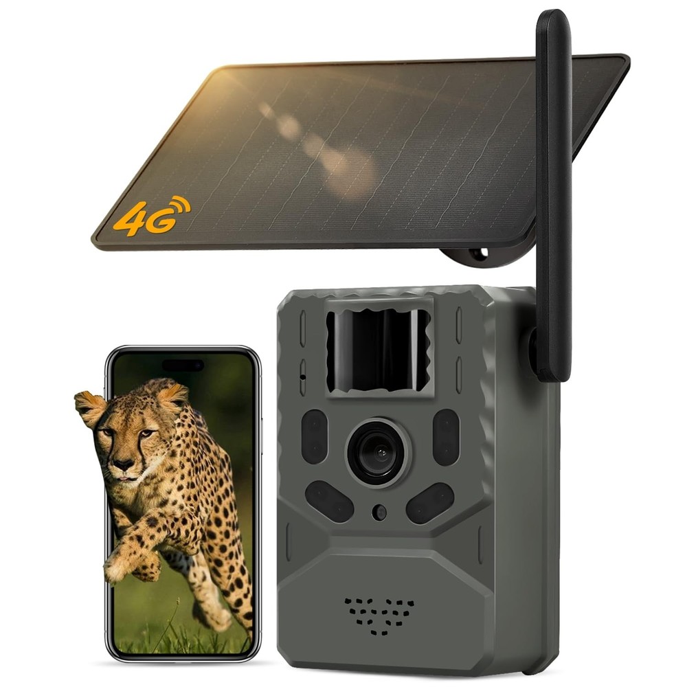 4G Cellular Trail Camera with Unlimited Data, 2K Live Feed, Night Vision, Solar