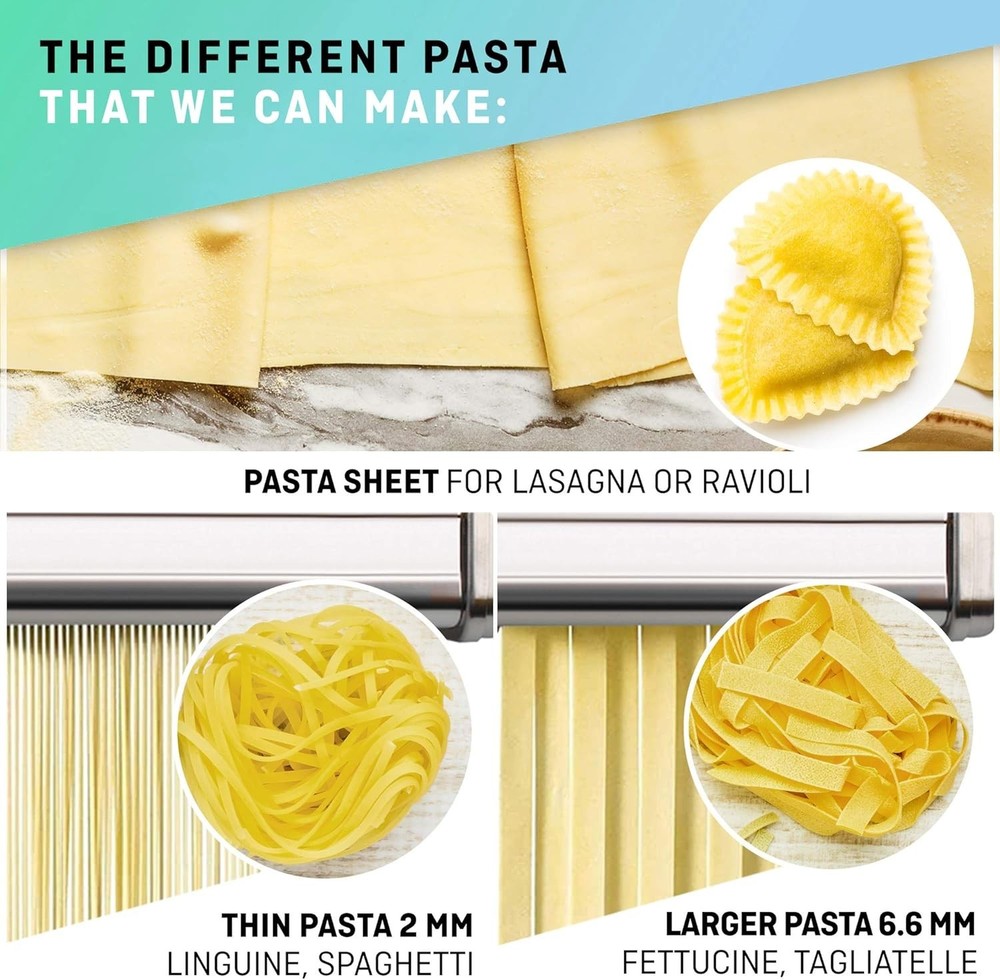 Authentic Italian Pasta Maker with Stainless Steel Design - Includes Drying Rack