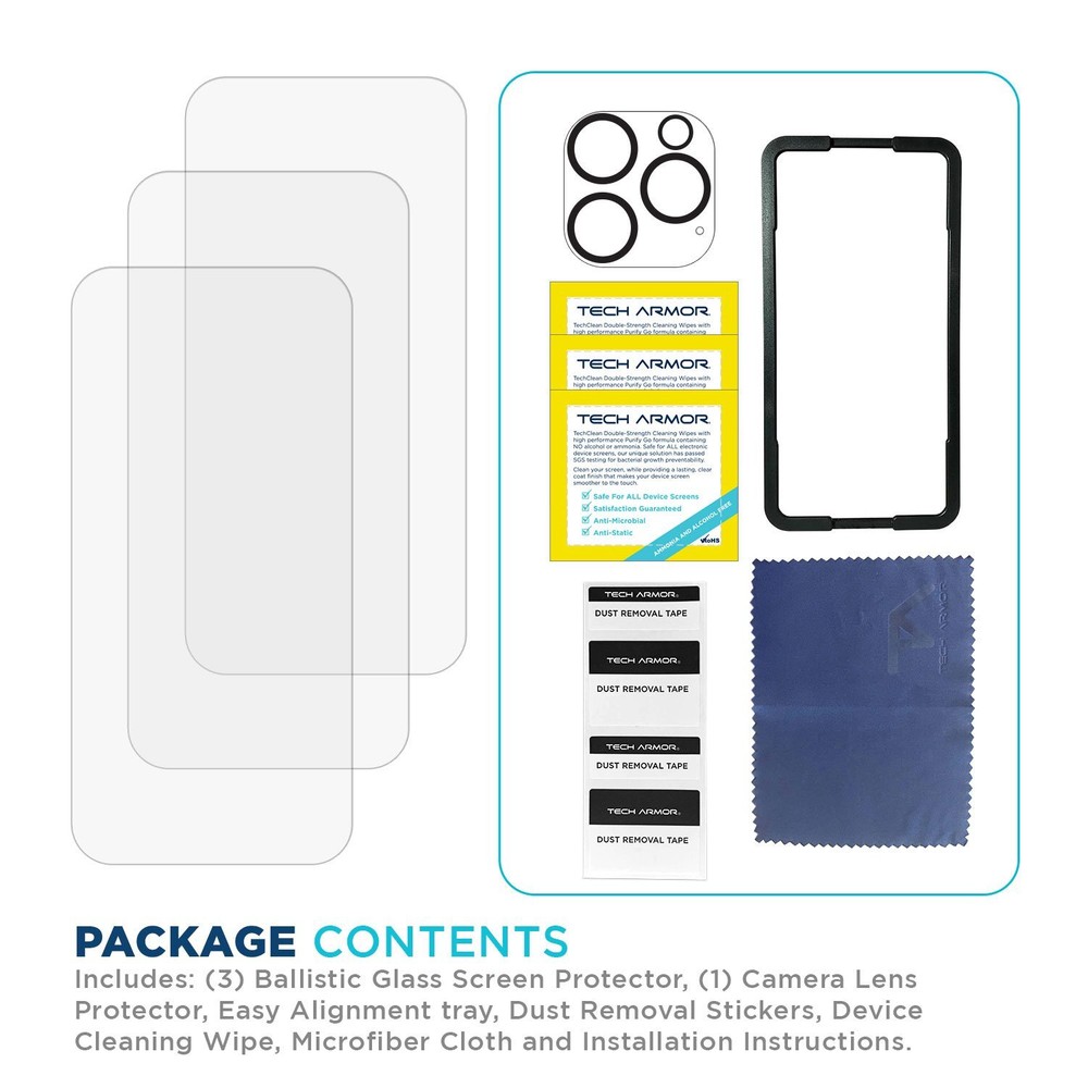 Tech Armor iPhone 14 Pro Max Lens (1 Pack) and Screen Protector (3 Pack)