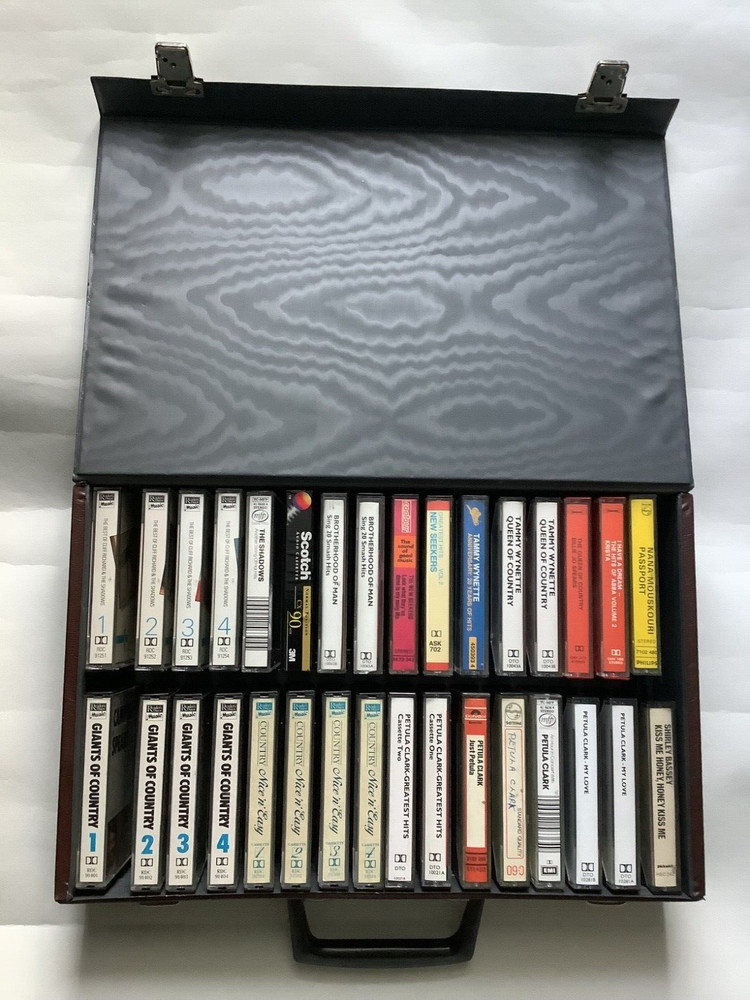 Vintage Cassette Tape Case Storage Holder : Includes 32 Cassette Tapes
