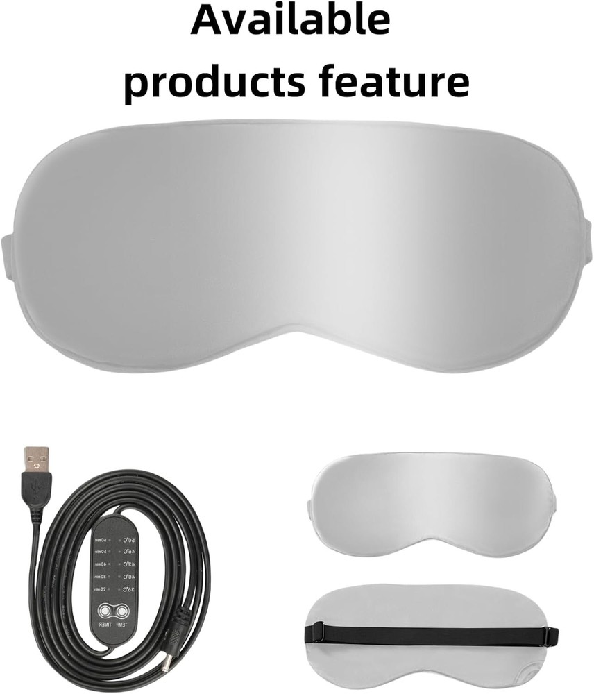 Silk Eye Mask for Sleep with Heat Adjustable Temperature and Timer USB Cable
