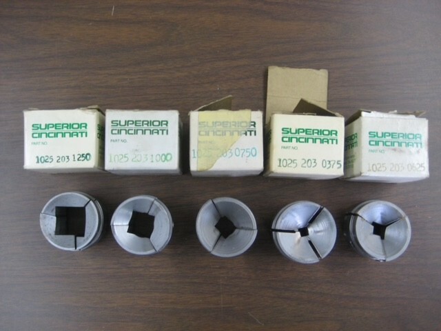 Superior Cincinnati square CNC collet pads varying sizes