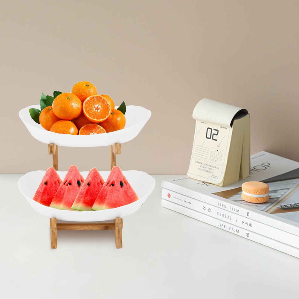 2 Tier Fruit Bowl, Fruit Basket Stand, Fruit Serving Tray