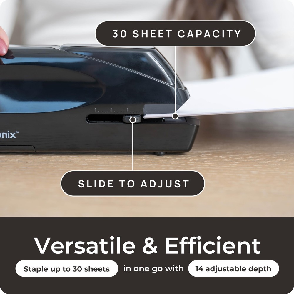 Portable Automatic Electric Stapler - 30 Sheet Capacity, Quiet Operation, Jam...