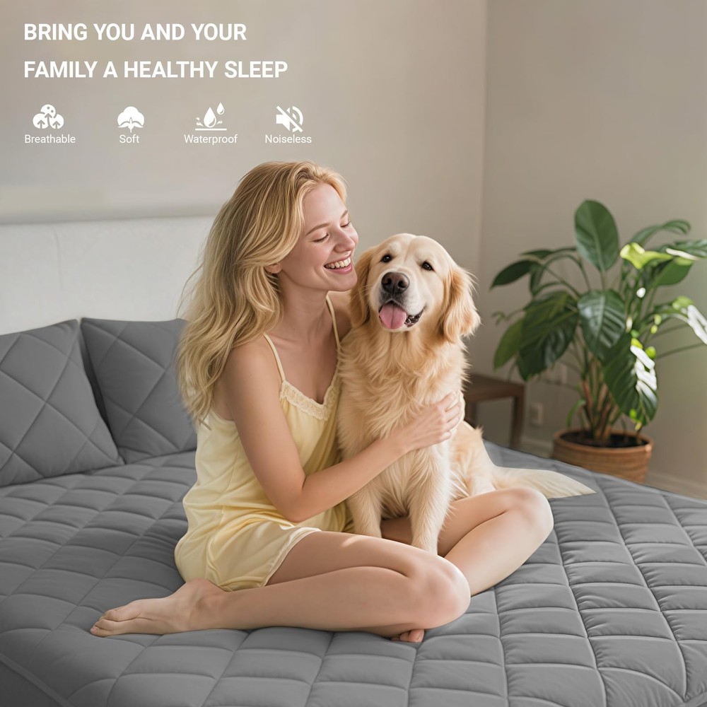 Queen Mattress Protector,Waterproof Mattress Protector Fitted Up to 16" Deep ...