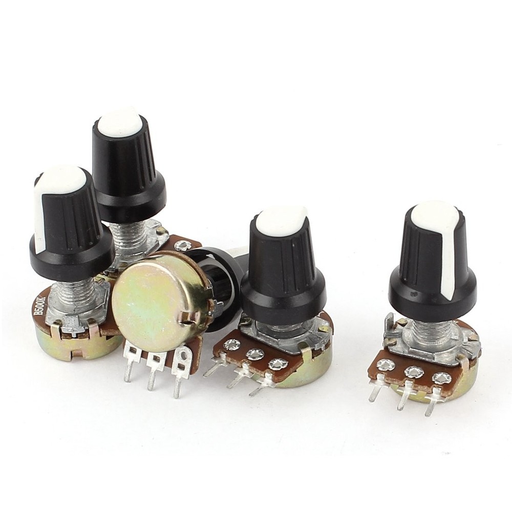 Aexit 5pcs 250K Ohm 3-Pin Linear Rotary Audio B Type Potentiometers