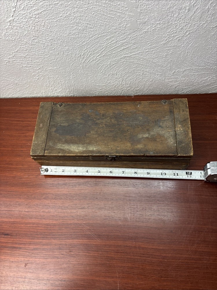 Antique Irwin Auger Drill Bit Wood Box w/ 8 auger bits