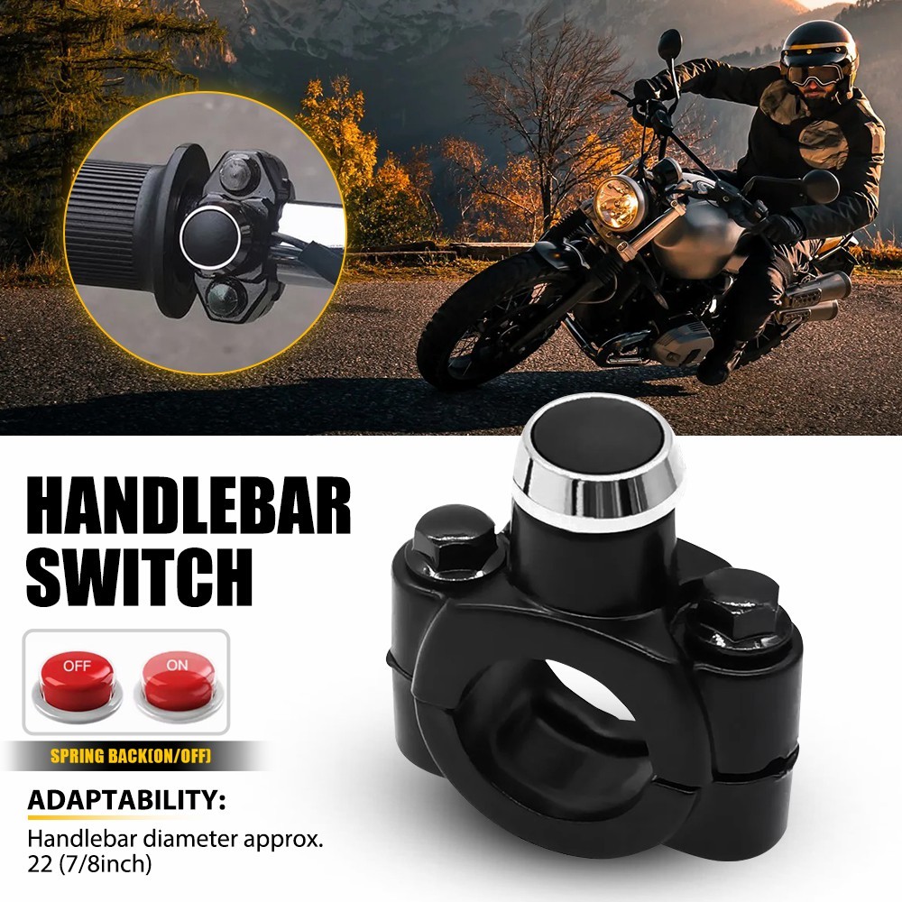Motorcycle Switch Horn Handlebar Mount Push Button Momentary Start Universal EXV