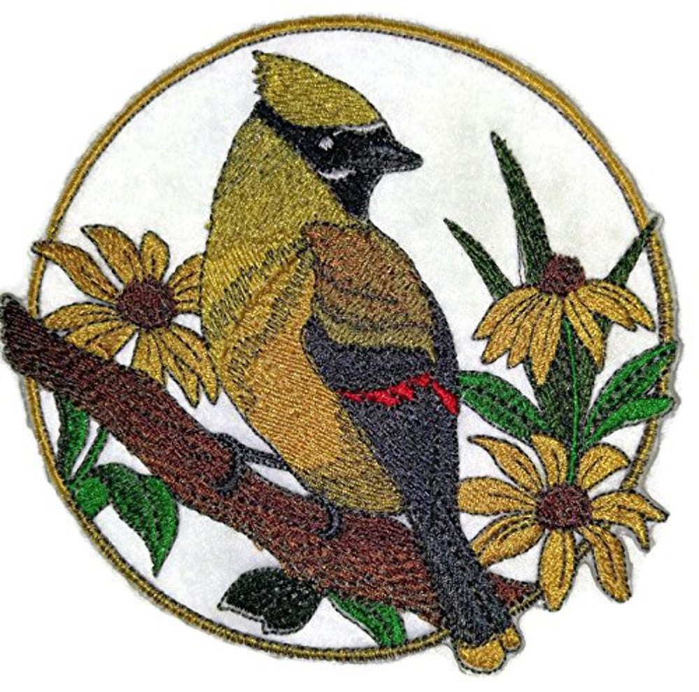Cedar Waxwing Embroidered Patch
