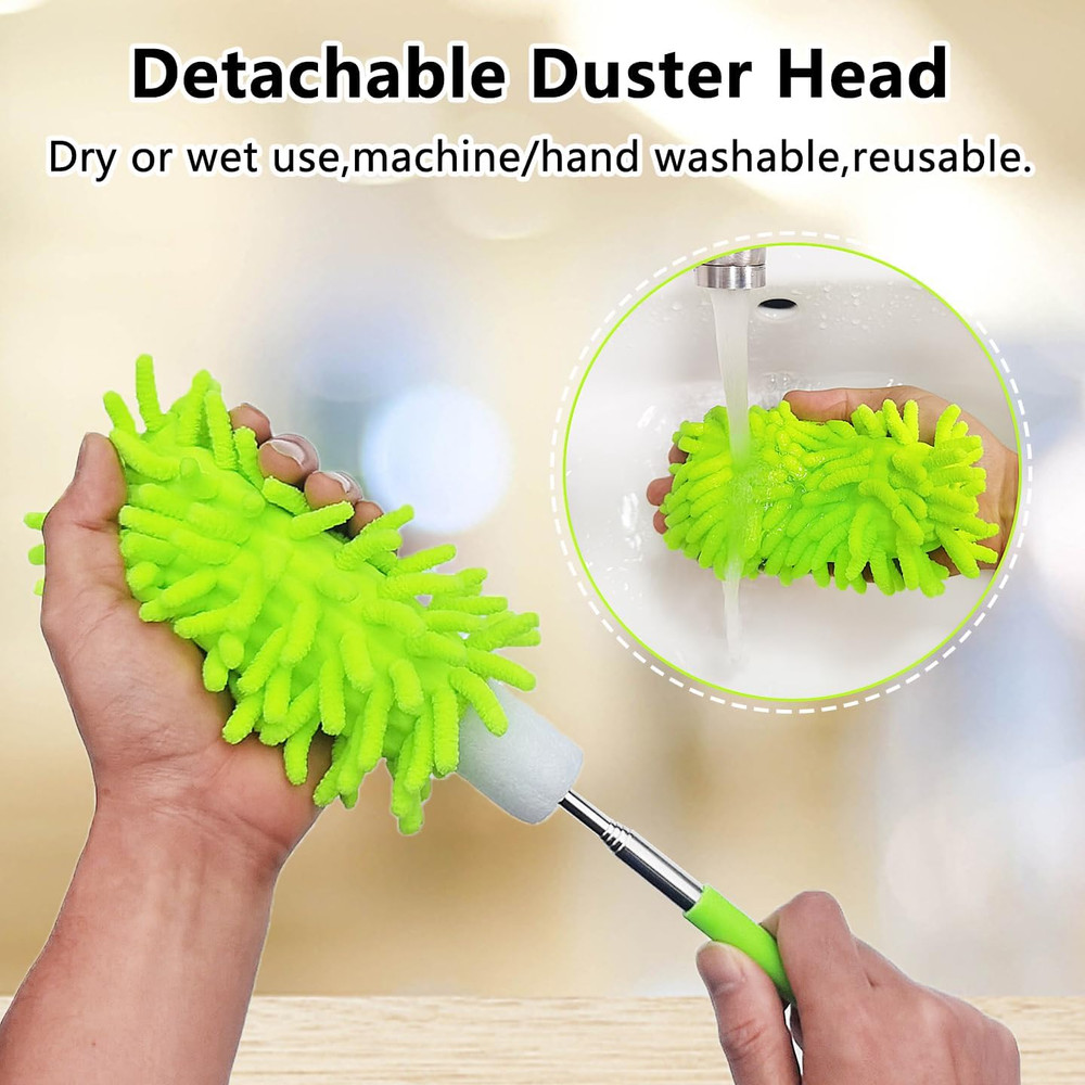 2 Pack Extendable Microfiber Feather Duster for Cleaning, Washable Dusters