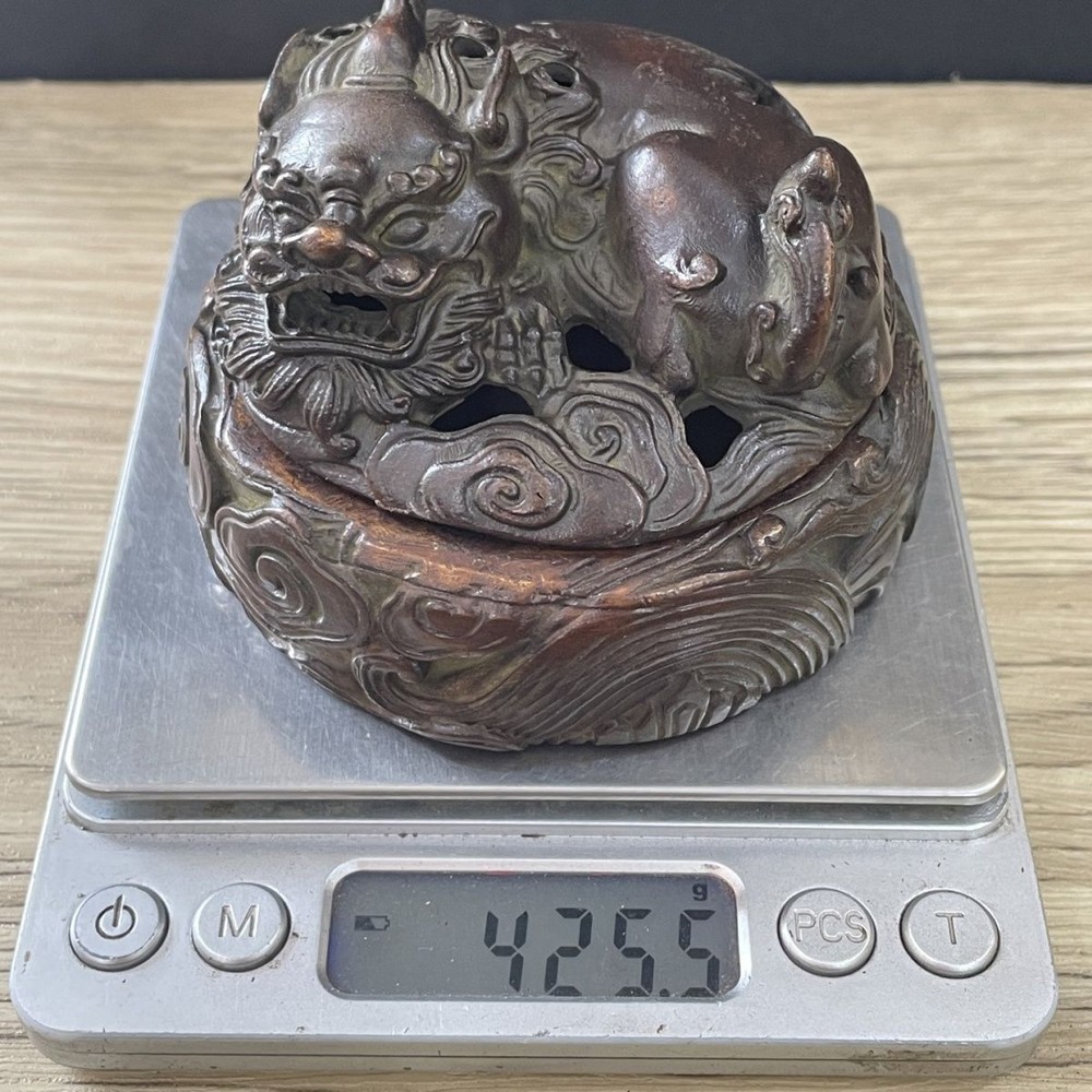 Vintage Incense Burner Set Auspicious Beast Cloud Pattern Tea Room Decor Burner