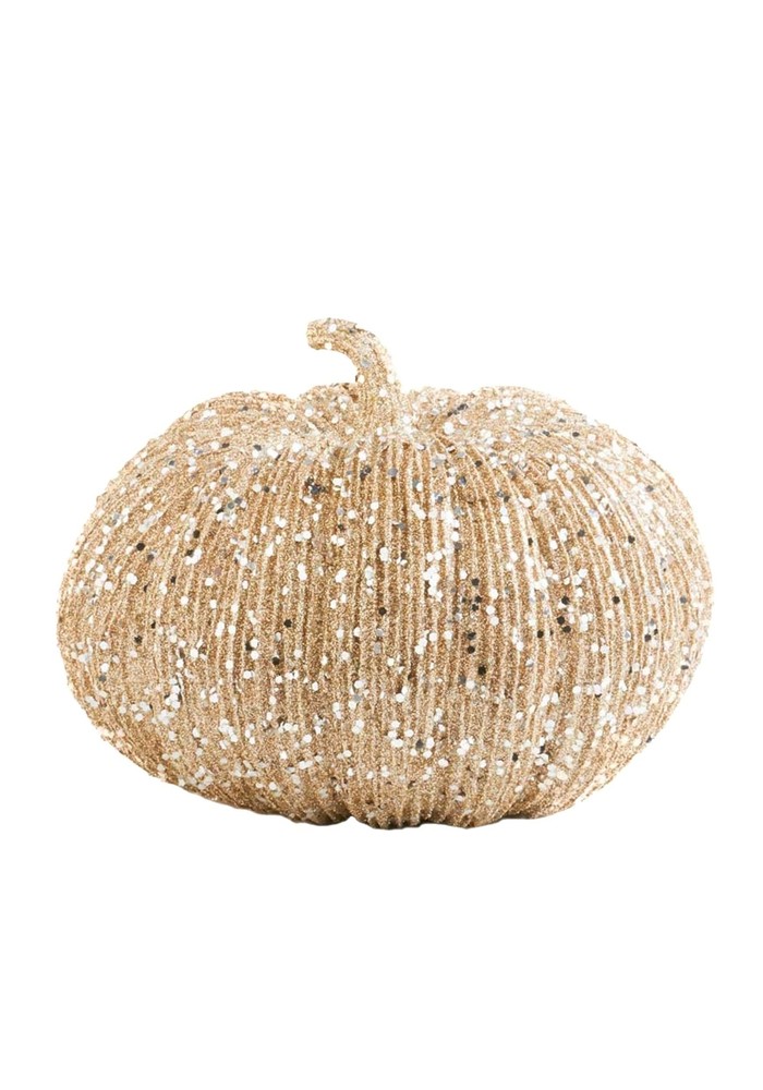 7 Inch Champagne Glitter Pumpkin