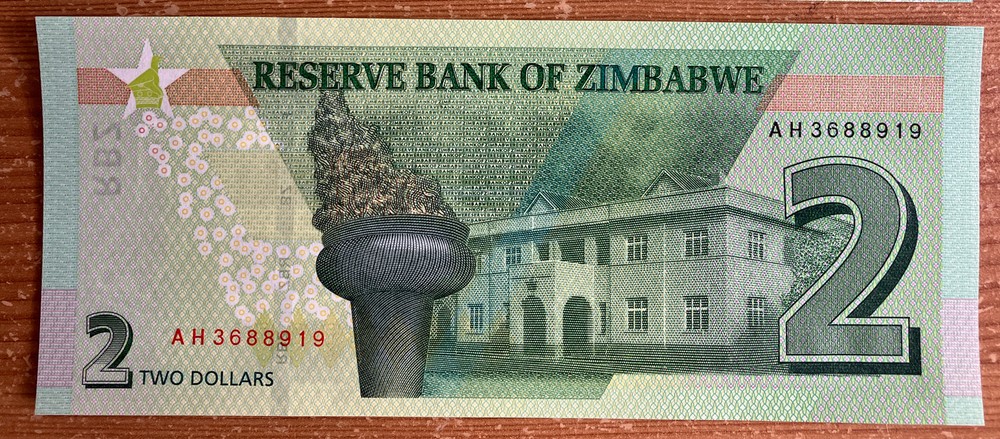 ZIMBABWE - 2019 2 Dollars UNC Banknote