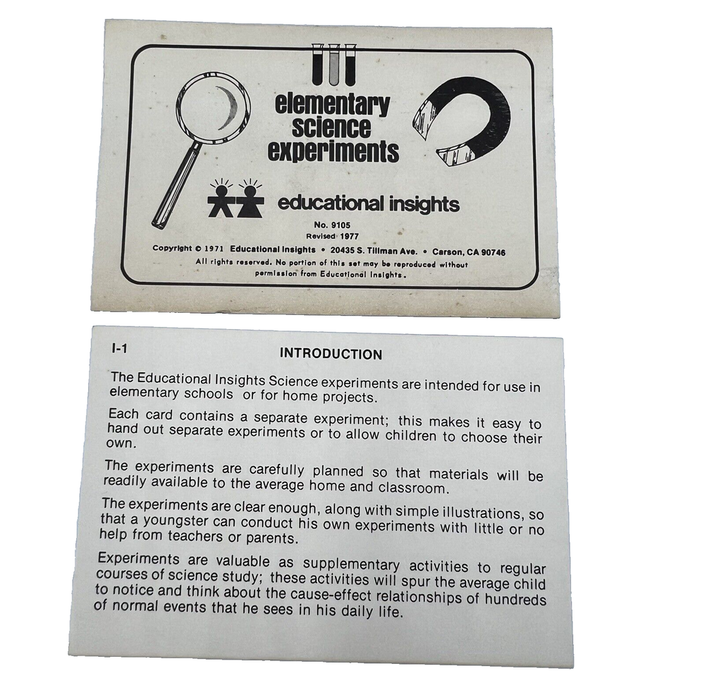 1974 Educational Insights Elementary Science Experiments 135 Projects #9105 Rare