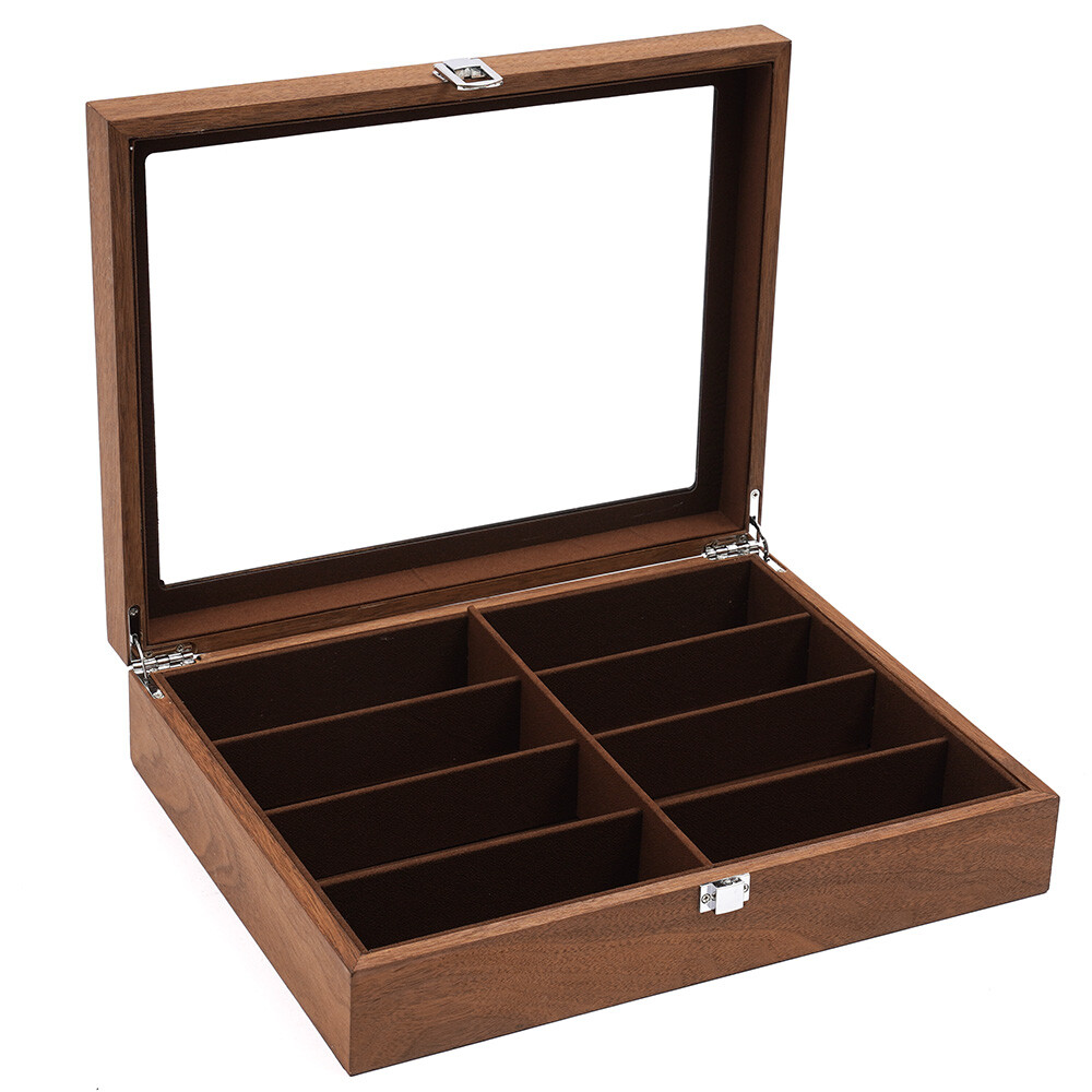 Eyeglass Box Sunglasses Display Box Glasses Case Storage 8-Bits Case Walnut Gift