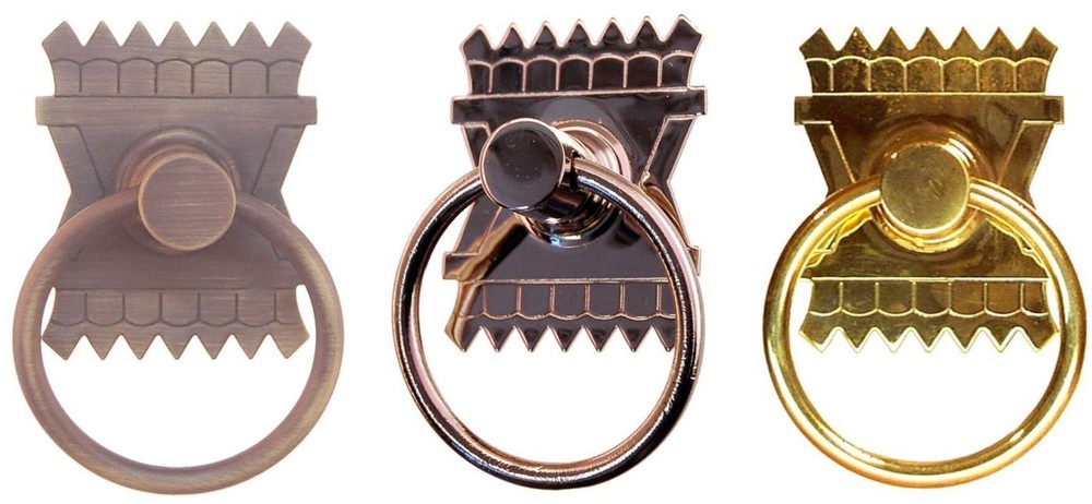 Eastlake Victorian Style Solid Brass & Nickel SINGLE POST RING PULL handle bail