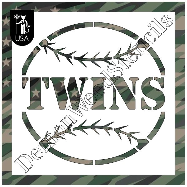 10"x10" Clear Plastic Stencil - Twins Baseball (SCA115) (.007")