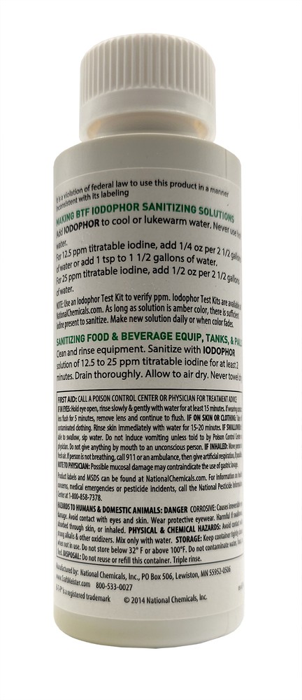 1 X BTF Iodophor Sanitizer - 4 oz.