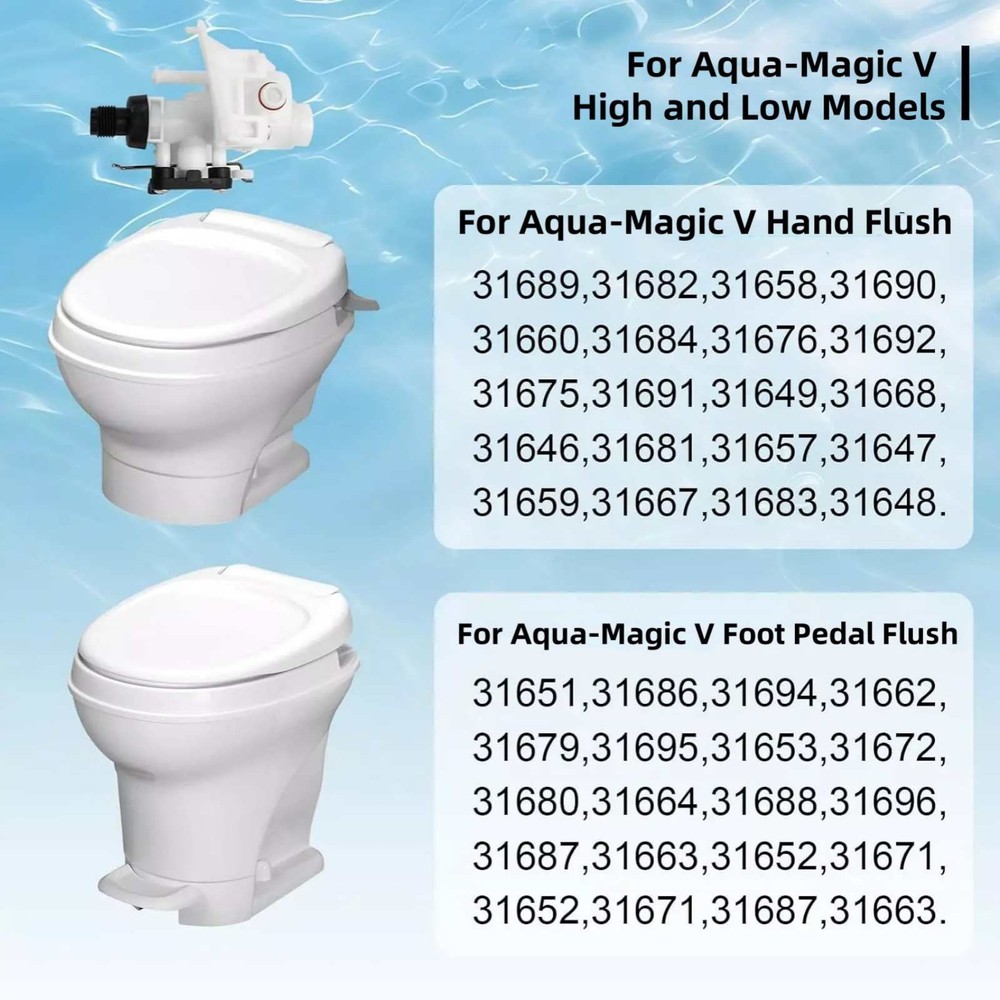 1Pc 31705 RV Toilet Water Valve Kit Replacement Parts For Thetford Aqua-Magic V