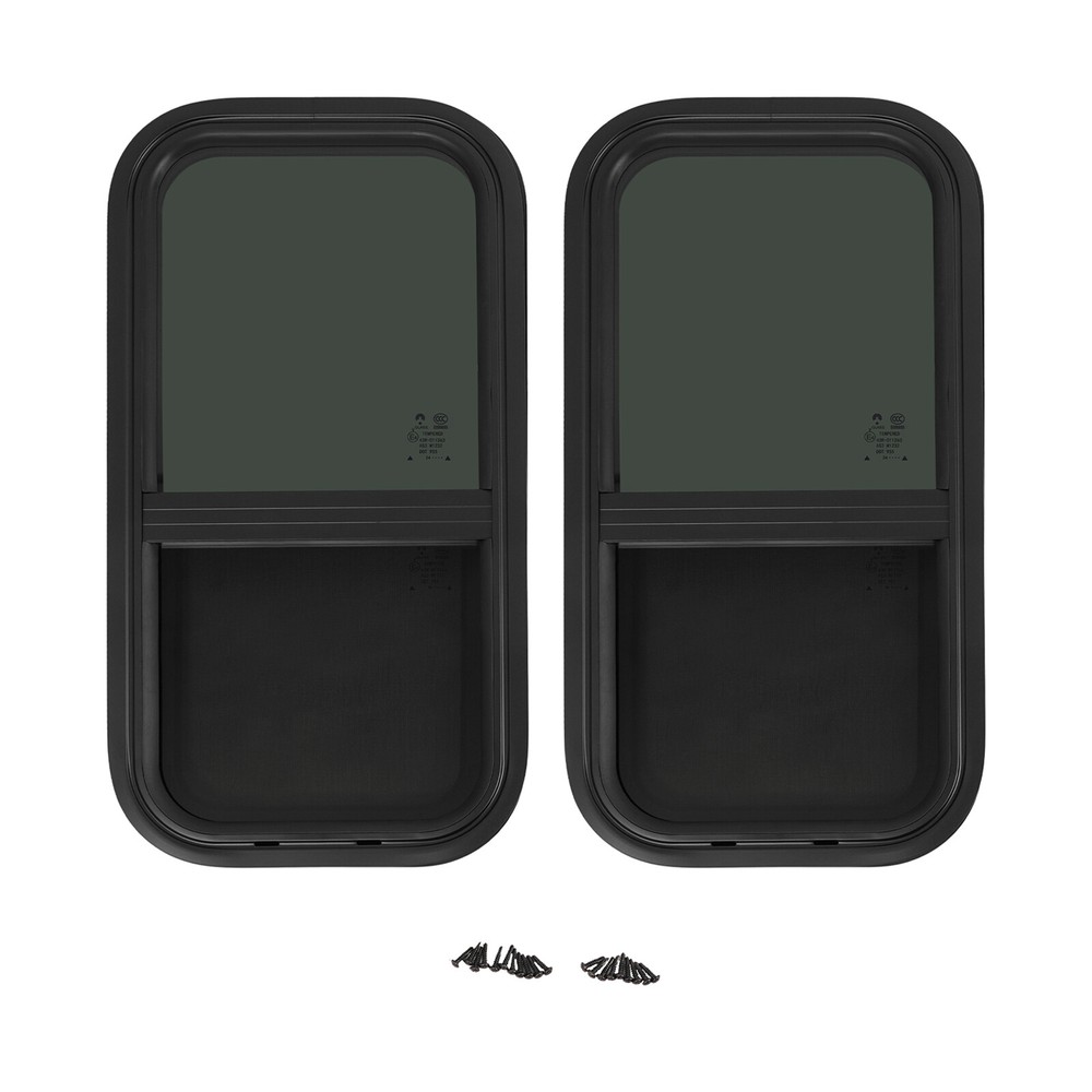 2 Pcs Rv Windows, Clip-on Mounting Rv Window,rv Vertical Slide Window Black
